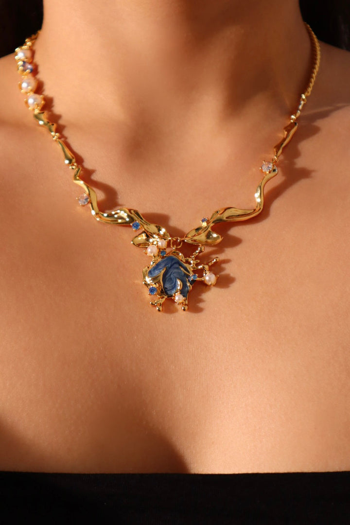 Gold Blue Mist Necklace