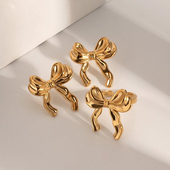 Gold Liquid Bow Earrings