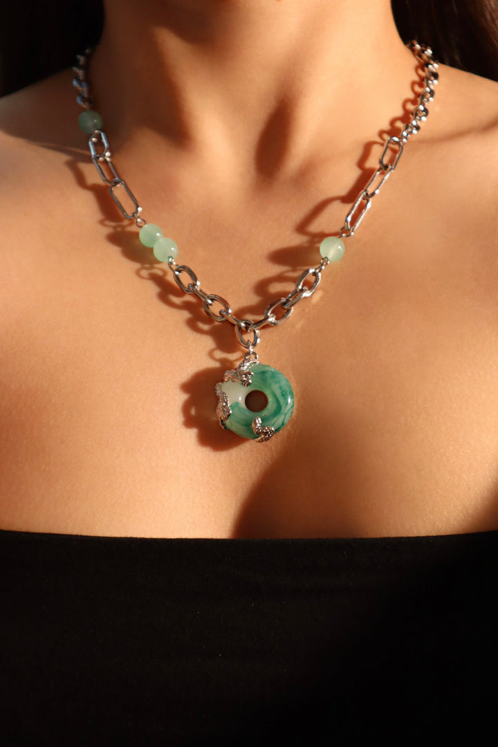 Silver Jade Dragon Necklace