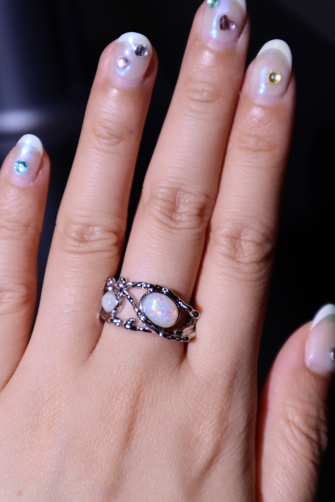 Silver Opal Tiara Ring