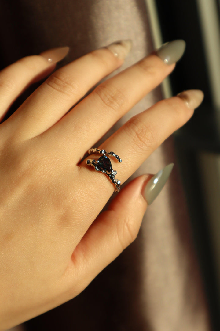 Silver Obsidian Heart Ring