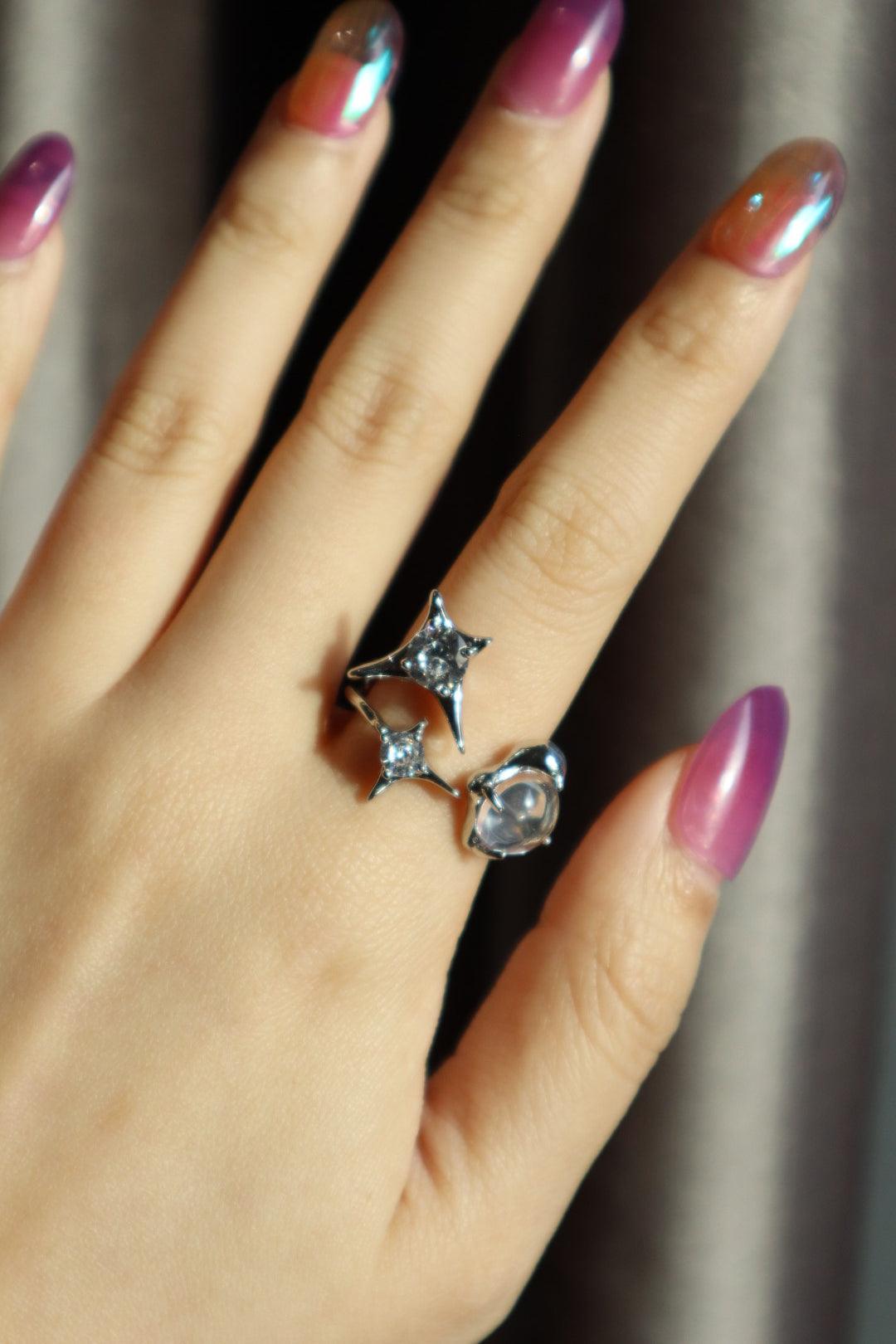 Silver Tri-Gem Ring