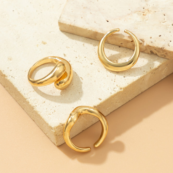 Gold Liquid Rings 3 Piece Set