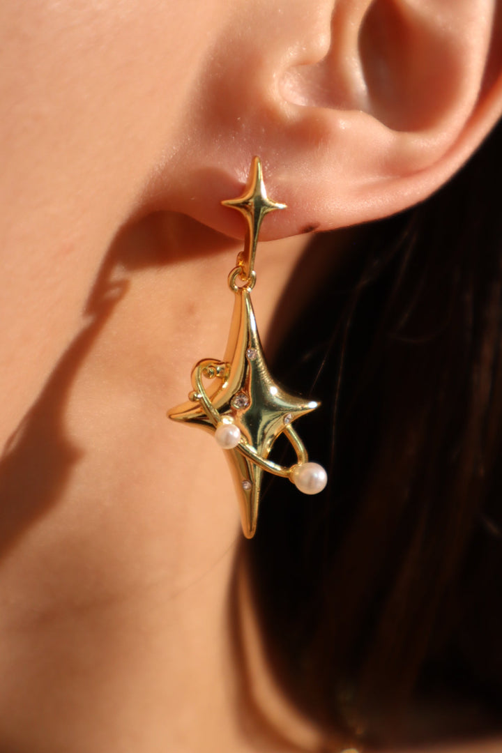 Gold Celestial Star Earrings