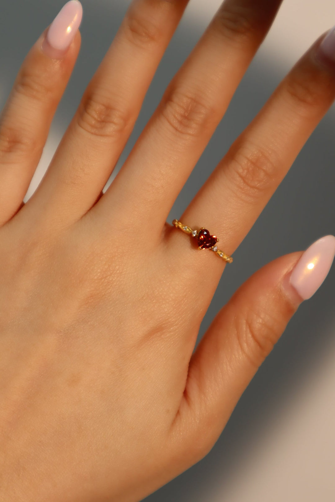 Gold Ruby Heart Ring