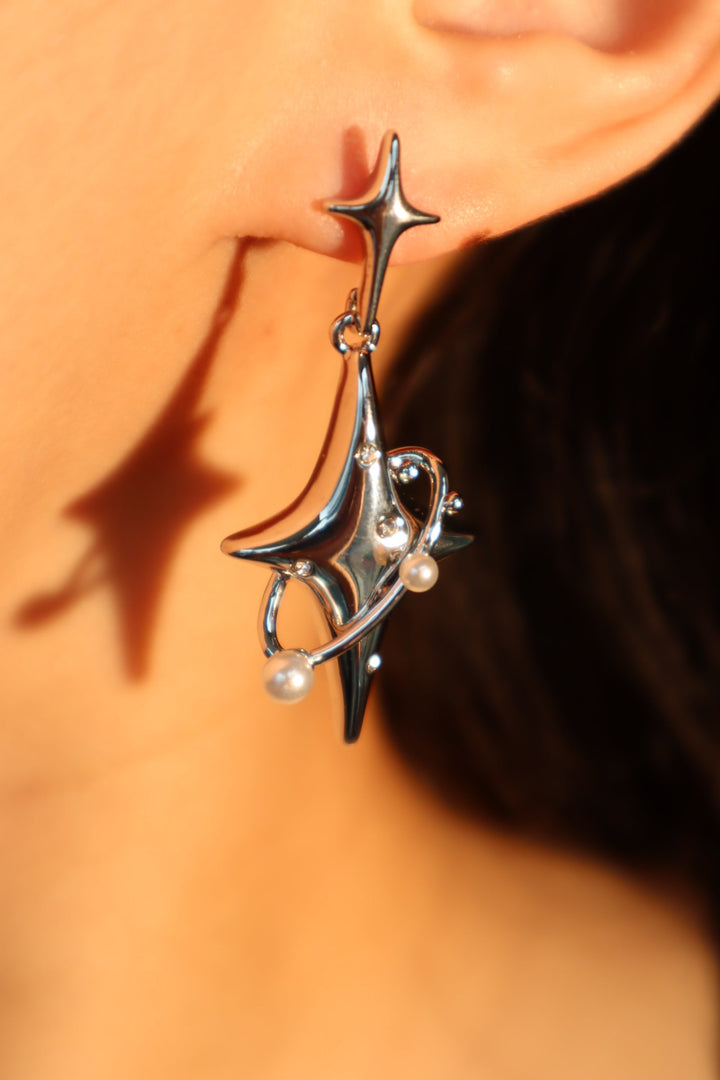 Silver Celestial Star Earrings