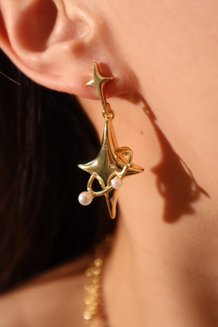 Gold Celestial Star Earrings