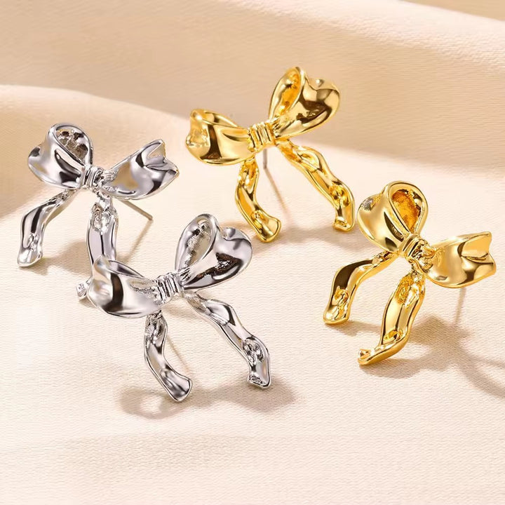 Gold Liquid Bow Earrings